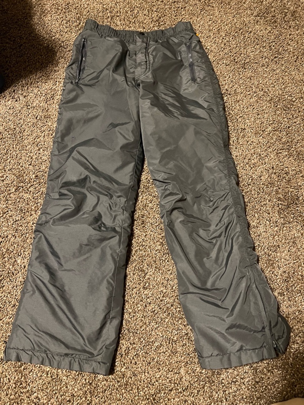 Insulated Black Snow Pants with Zippered Pockets 10/12